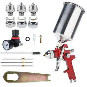 Yaekoo 711221837244 Hvlp Auto Paint Air Spray Gun Kit Gravity Feed Car Primer 1.4mm 1.7 2.5mm Nozzle
