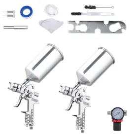 31vlp003-2-1318 Yescom Hvlp Air Spray Gun Set 1.3mm 1.8mm For Auto Car Paint Primer Basecoat Cle