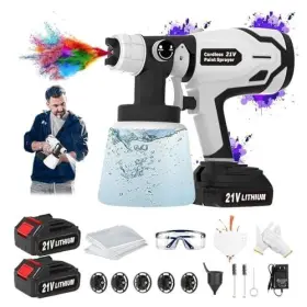 600w Yhucertk 966998854208 21v Cordless Paint Sprayer Gun Battery Spray W