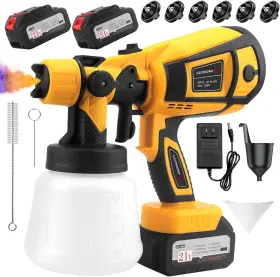 Pqq1023 Yiiard Cordless Paint Sprayer With Battery 21v/2 4000mah 650w All Copper Yellow