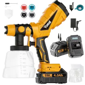 Hr007-01 Yireal Cordless Paint Sprayer Gun With Battery 2 4000mah 1200 Ml Cans Elect