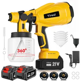 Rd-gfj02-y-yd Yireal Cordless Paint Sprayer Gun With Battery 2 Of 2000mah 3 Copper Nozzles 80
