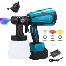 Zaztll 717019774227 Cordless Paint Sprayer Hvlp Spray Gun With 4 Nozzles And 3 Patterns Electric