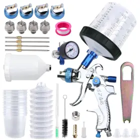 2008-4-blue Zeinlenx Hvlp Spray Gun With 10pcs 600ml Disposable Paint Cups Automotive Gravity Fee