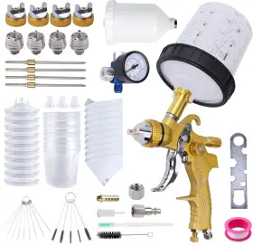 208-gold Zeinlenx Hvlp Spray Gun With 10pcs 600ml Disposable Paint Cups 4 Gold