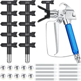 Paint-04 Zhengmy 17 Pcs Airless Paint Sprayer Gun With Nozzle Guard Spray Tips And Air