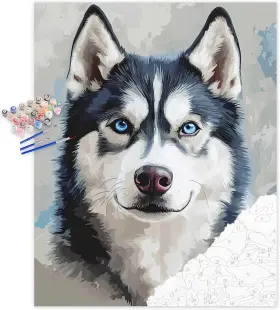 Xg14 Zouewit Husky Paint By Numbers Kit For Adults Siberian Dog 16x20 Canvas Art