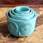 Master Class Farmhouse Collection Ceramic Owl Measuring Cup Set Turquoise Used. Price: $15.00.