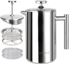 Secura French Press Coffee Maker, 304 Grade Stainless Steel 17 Oz, Silver New. Price: $66.65.