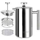 Secura French Press Coffee Maker, 304 Grade Stainless Steel 17 Oz, Silver New. Price: $66.65.