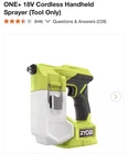 Ryobi 18V One+ Handheld Sprayer PSP01B Cordless (tool Only) New. Price: $23.00.