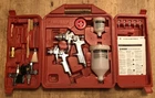 Vintage Husky Red Gravity Feed Spray Gun Kit Paint Nozzles Pressure Gauges Used. Price: $25.00.