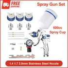 Professional Hvlp Spray Gun Set Gravity Feed With 1.4, 1.7, 2.0MM Nozzles 600CC New. Price: $37.49.